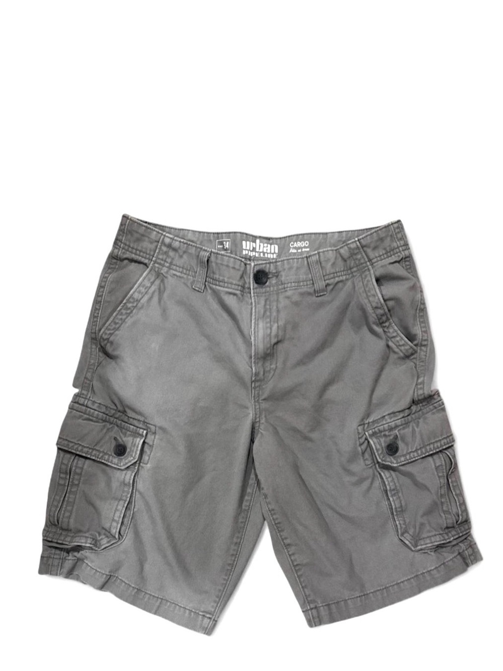 Y2K Urban Pipeline Grey Men’s Cargo Shorts Size Waist 34”